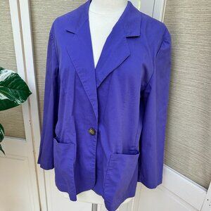 Vintage 80s Purple Blazer Petite Large Longline Jacket Pockets